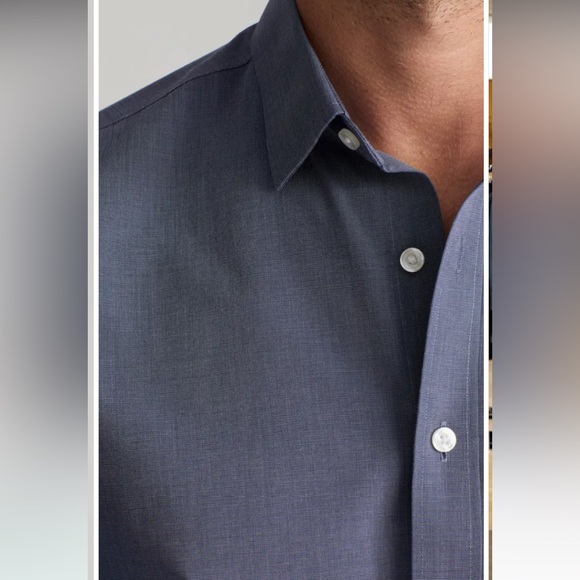 $109 NWOT Untuckit Orville Blue Mélange Wrinkle Free Cotton Button-Up Shirt XXL - Picture 2 of 4